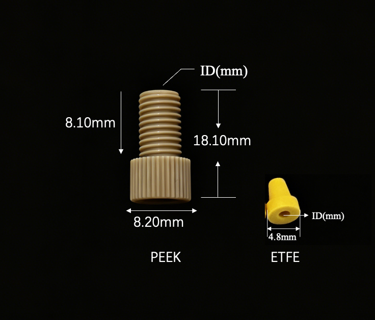 Flangeless fitting PEEK + ETFE Ferrules 1/4-28 -10 pack