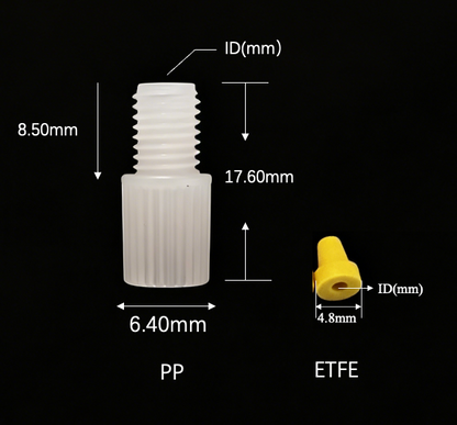 Flangeless fitting PP+ ETFE Ferrules 1/4-28 - 10pack
